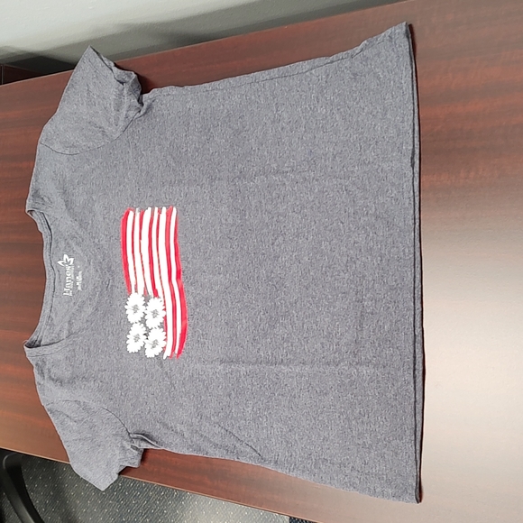 Hanes V Neck T-Shirt with Daisy Flag - Navy Heather (See Description on … - Picture 6 of 16